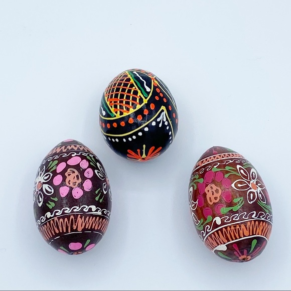 Vintage Other - Vintage Hand-Painted Ukrainian Wooden Eggs